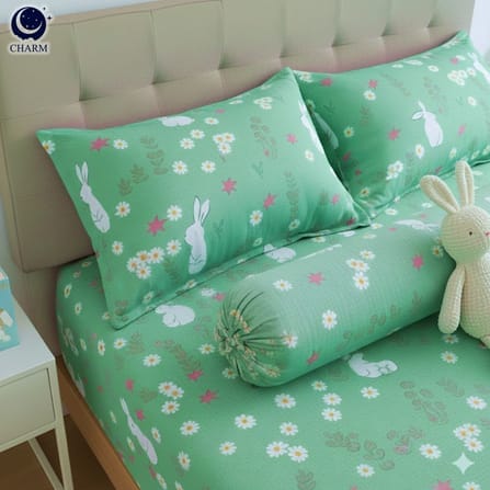 ชุดผ้าปูที่นอน 6 ฟุต 5 ชิ้น CHARM สี COZY RABBIT คอลเลคชั่น DREAMY (ไม่รวมผ้านวม)_2